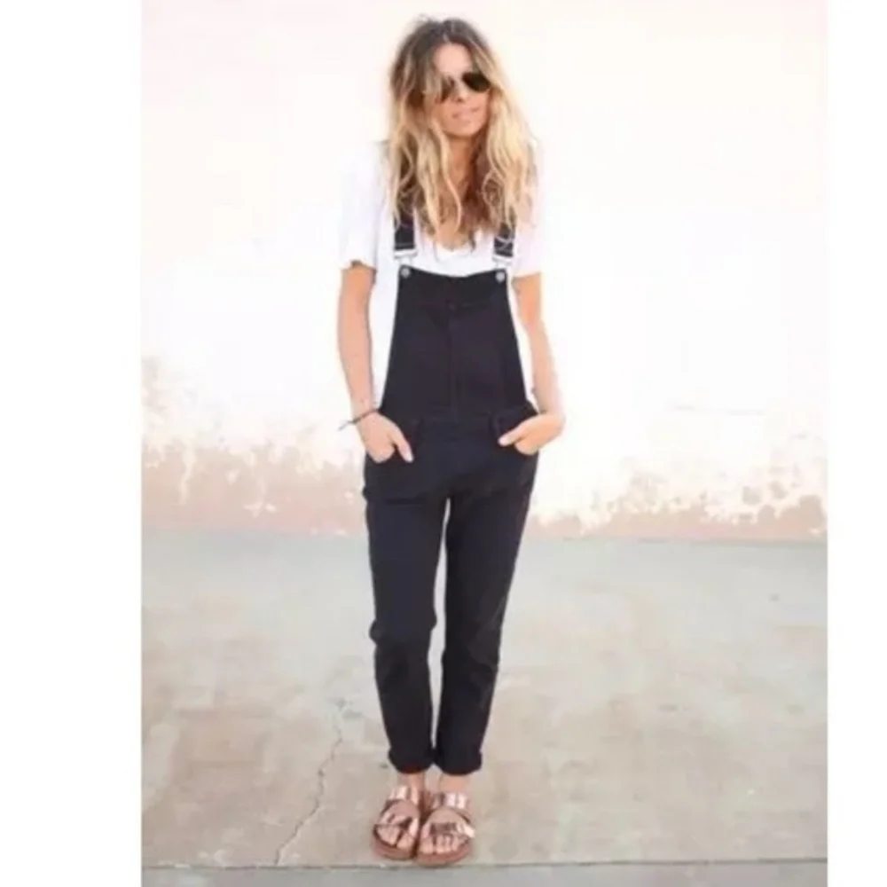 Maje Pila Stretch Denim Overalls Black